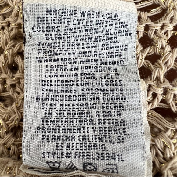 SOLD Vintage beige metallic gold crochet tie front bell sleeve sweater 12 - Picture 12 of 12